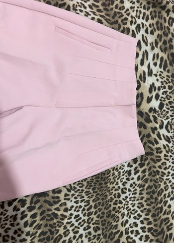 Fermuarlı Pastel Pembe Mini Kumaş Pantolon - Görsel 2