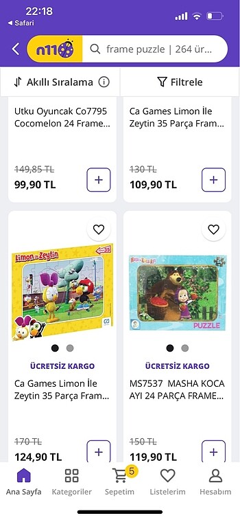 Beden 4-7 yaş puzzle 10 adet