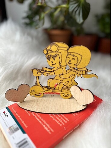 Beden ? Bisikletli Sevgili Ahşap Biblo