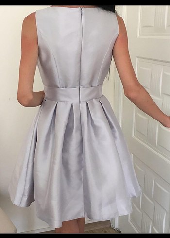 Gri Pilili Klasik Midi Mezuniyet Elbisesi - Görsel 2