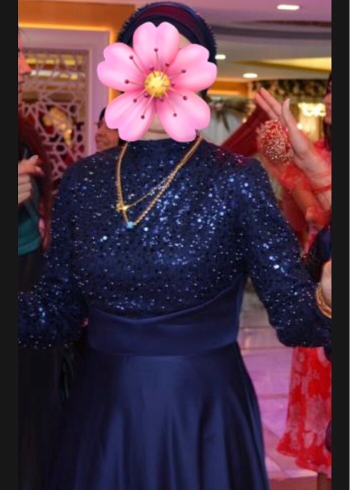 Boncuklu saten tesettür abiye - Görsel 2