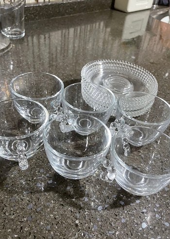 Boncuk Detaylı Cam Fincan ve Tabak - Görsel 2