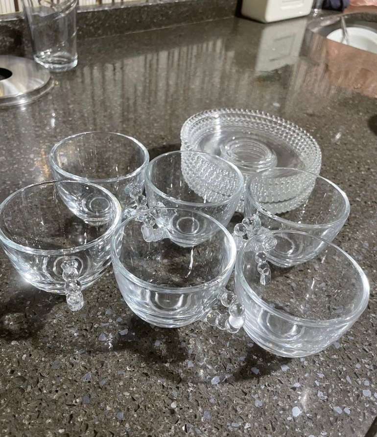 Boncuk Detaylı Cam Fincan ve Tabak - Görsel 2