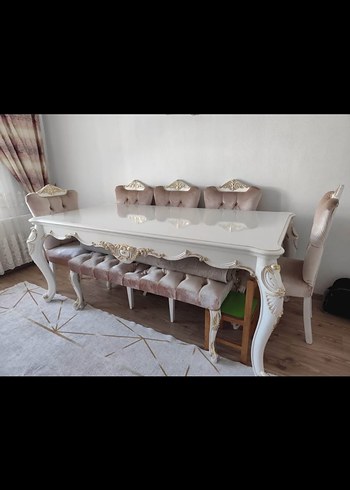 Beyaz Klasik Yemek Masası Takımı - Görsel 2