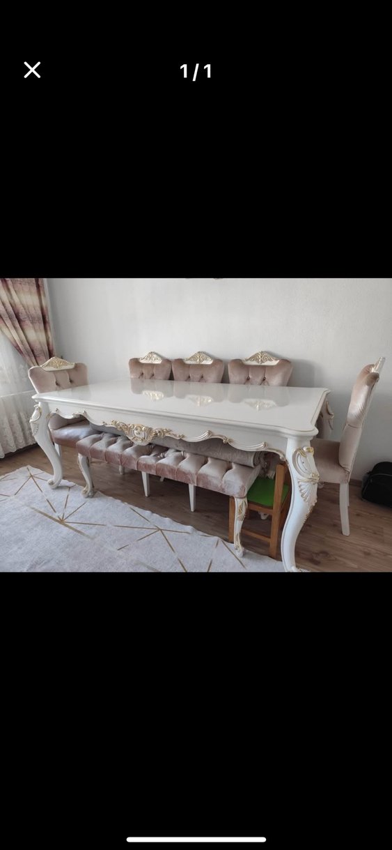 Beyaz Klasik Yemek Masası Takımı - Görsel 2