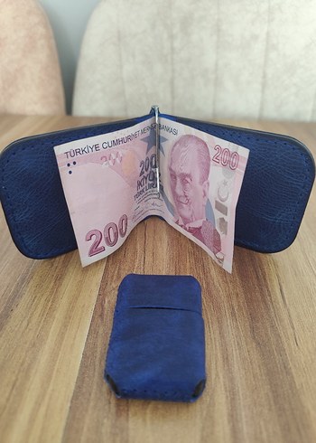 Lacivert Erkek Cüzdan ve Çakmak Seti Deri - Görsel 3