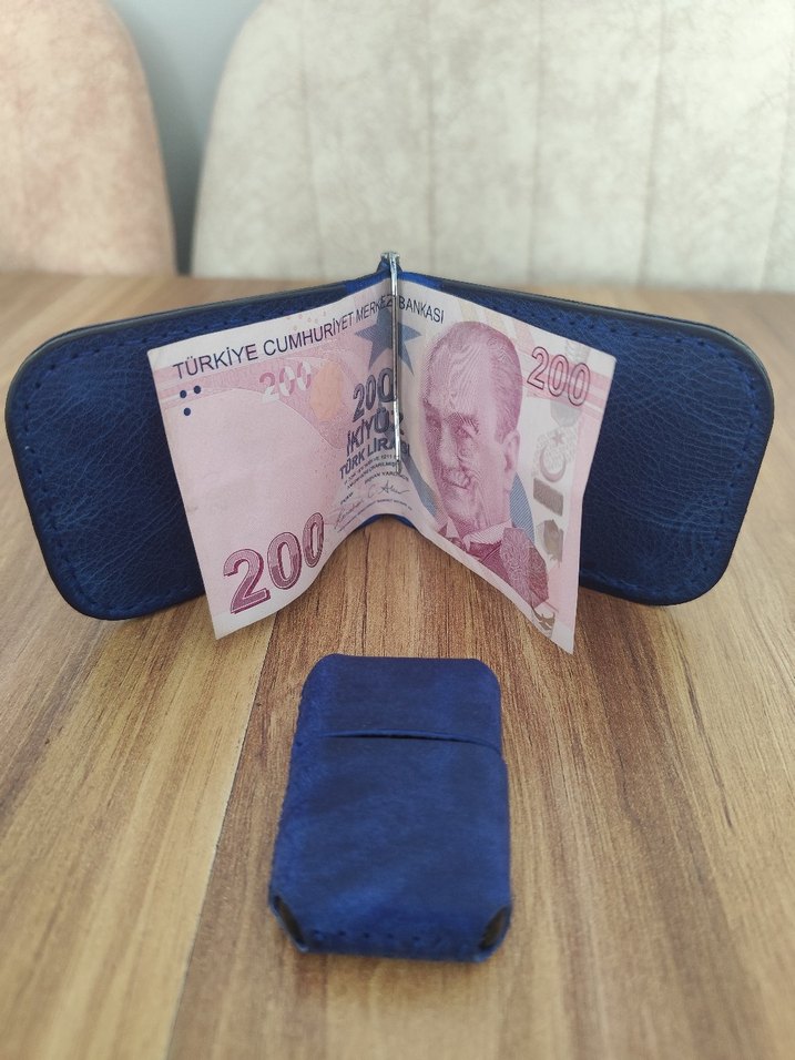 Lacivert Erkek Cüzdan ve Çakmak Seti Deri - Görsel 3