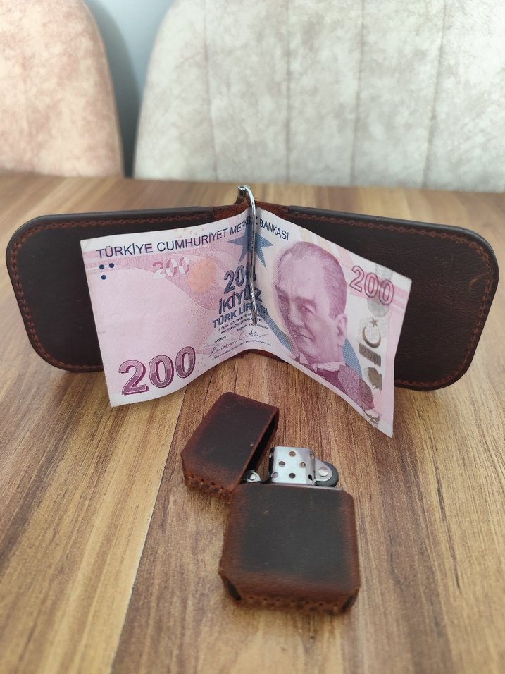 Koyu Kahverengi Vintage Erkek Cüzdanı Çakmak hediyelik - Görsel 2