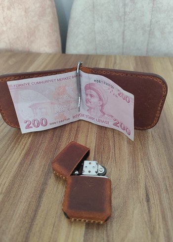 Kahverengi  Deri Erkek Cüzdanı ve Çakmak Hediyelik - Görsel 3
