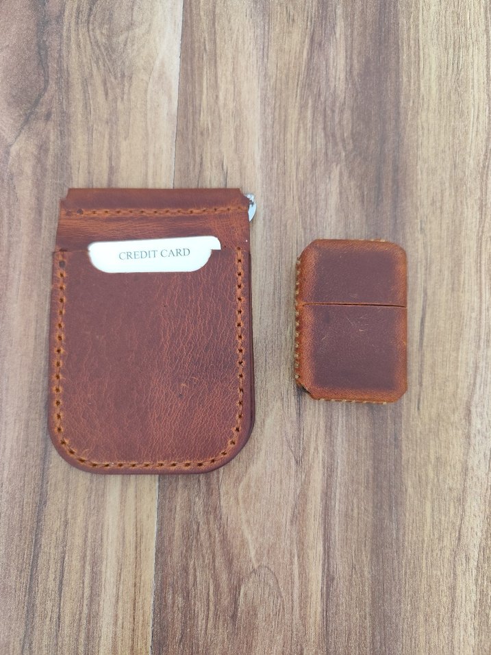 Kahverengi  Deri Erkek Cüzdanı ve Çakmak Hediyelik - Görsel 2