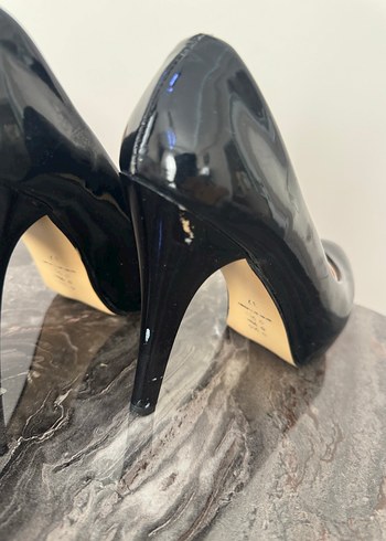 Siyah Rugan Stiletto Topuklu Kadın Ayakkabı - Görsel 4