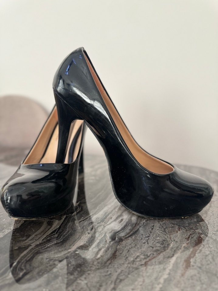 Siyah Rugan Stiletto Topuklu Kadın Ayakkabı - Görsel 2