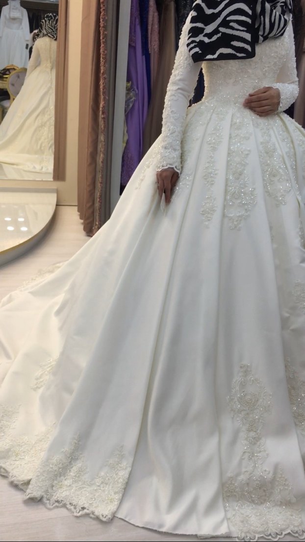 Uzun Kollu  Prenses Gelinlik - Görsel 2