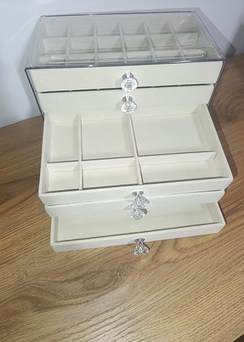 Beden Bej ve Gri Makyaj Organizerı 5 KATLI