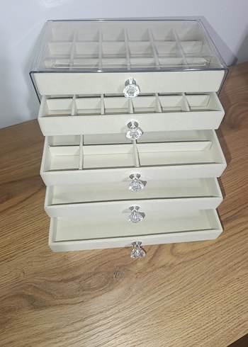 Zara Home Bej ve Gri Makyaj Organizerı 5 KATLI