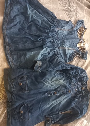 Kız Çocuk Denim Düğmeli Elbise