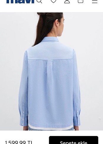 Kadın Mavi Denim Gömlek loose fıt - Görsel 4