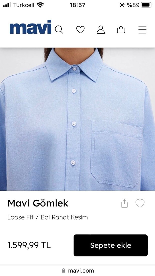 Kadın Mavi Denim Gömlek loose fıt - Görsel 5