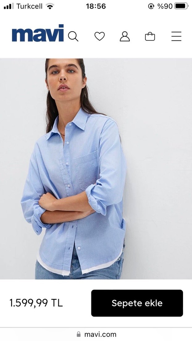 Kadın Mavi Denim Gömlek loose fıt - Görsel 2