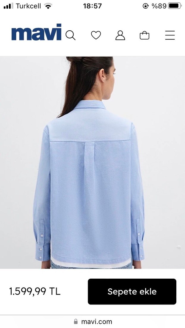 Kadın Mavi Denim Gömlek loose fıt - Görsel 4