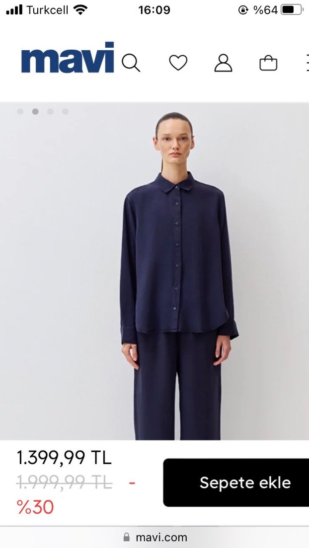 Lacivert Kadın Gömlek, Salaş Kesim, Uzun Kollu - Görsel 2