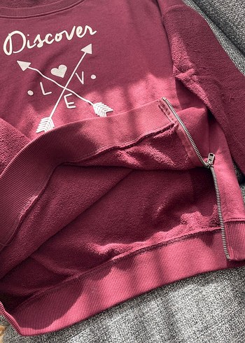 Bordo Baskılı Kadın Sweatshirt - Görsel 6