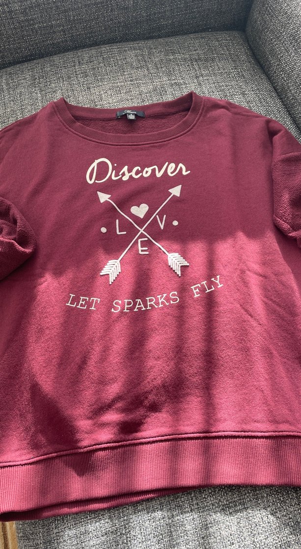 Bordo Baskılı Kadın Sweatshirt - Görsel 3