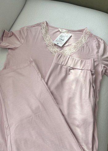 Pembe Dantel Detaylı Pamuklu pijama takımı dagi - Görsel 8