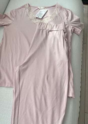 Pembe Dantel Detaylı Pamuklu pijama takımı dagi - Görsel 7