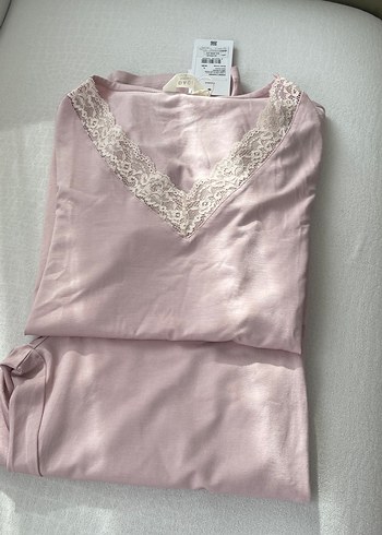 Pembe Dantel Detaylı Pamuklu pijama takımı dagi - Görsel 5