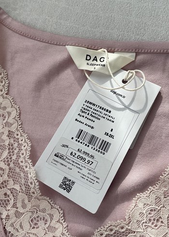 Pembe Dantel Detaylı Pamuklu pijama takımı dagi - Görsel 6