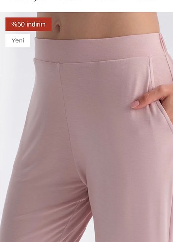 Pembe Dantel Detaylı Pamuklu pijama takımı dagi - Görsel 3