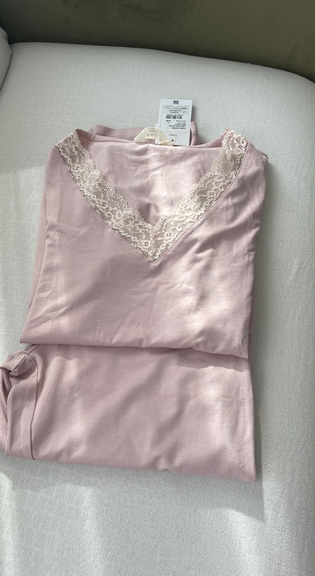 Pembe Dantel Detaylı Pamuklu pijama takımı dagi - Görsel 5