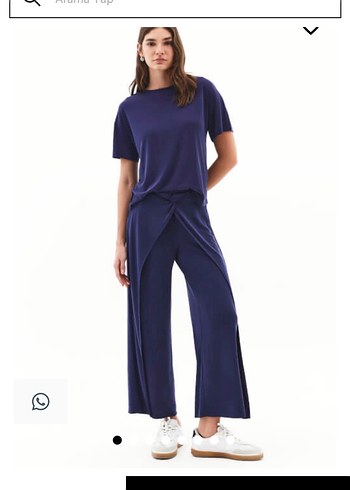 Lacivert Salaş Drapeli Kadın Pantolon - Görsel 2