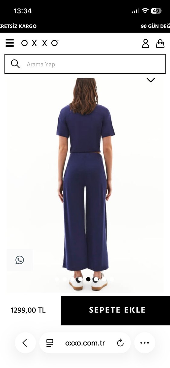 Lacivert Salaş Drapeli Kadın Pantolon - Görsel 4