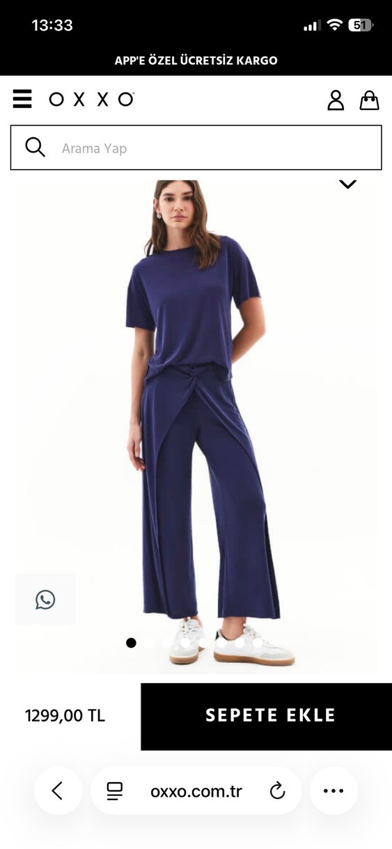 Lacivert Salaş Drapeli Kadın Pantolon - Görsel 2