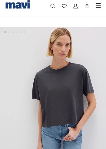 Mavi Gri Kısa Kollu Tişört - Görsel 3