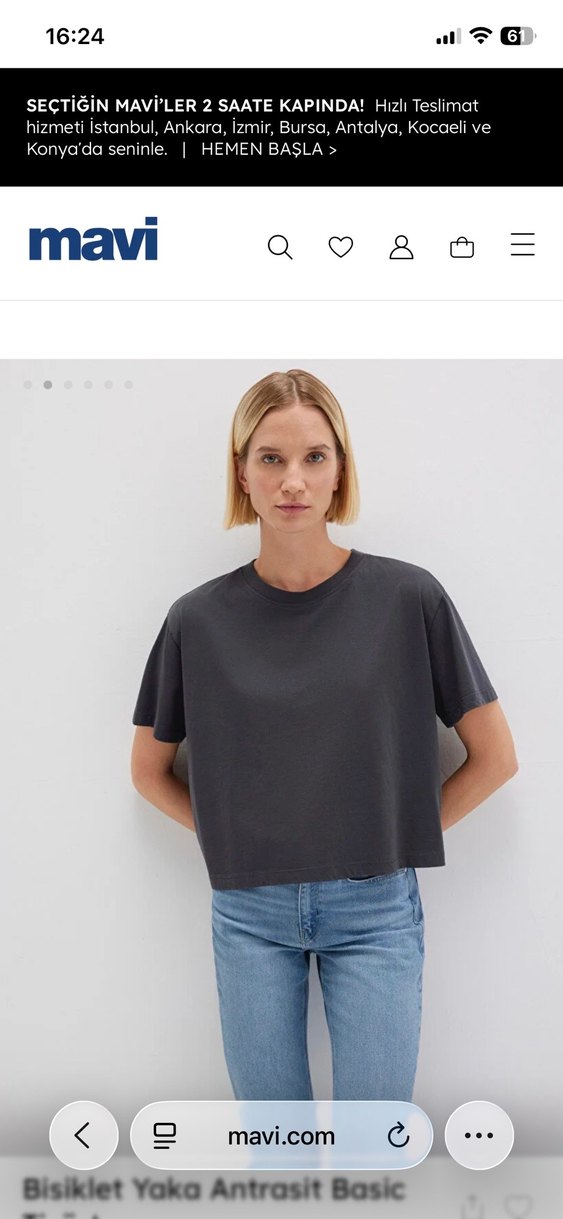 Mavi Gri Kısa Kollu Tişört - Görsel 2