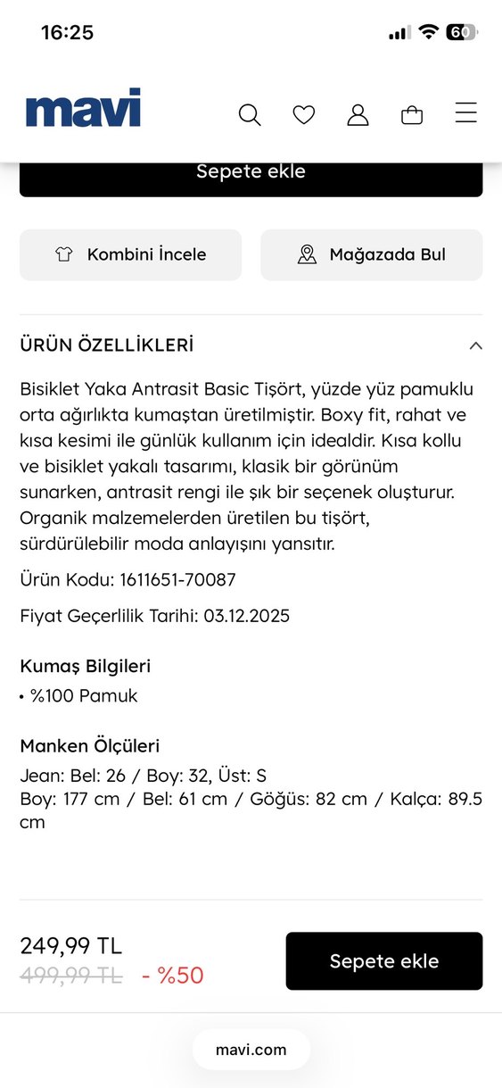 Mavi Gri Kısa Kollu Tişört - Görsel 5