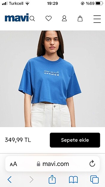 Mavi logo baskılı tişört