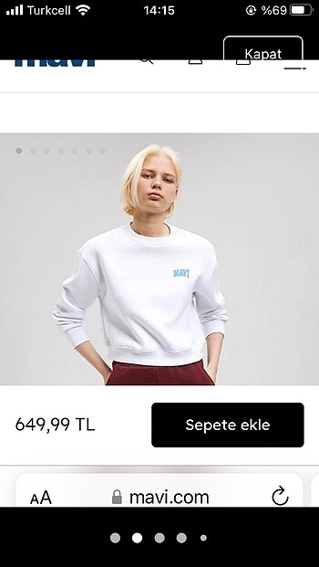 Mavi Jeans Mavi jeans mavi lıgo baskılı crop beyaz sweatshırt