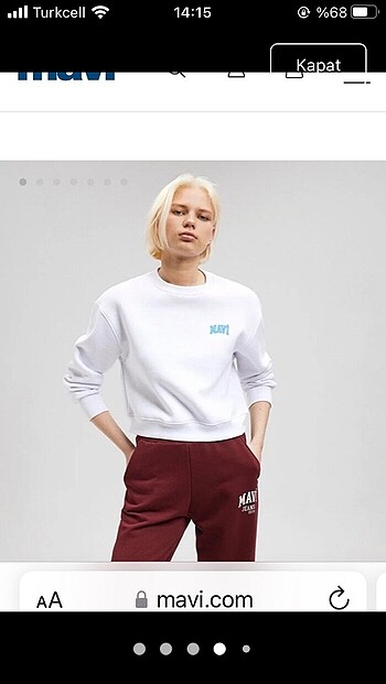 xs Beden beyaz Renk Mavi jeans mavi lıgo baskılı crop beyaz sweatshırt