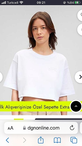 Mavi jeans crop basıc tişört