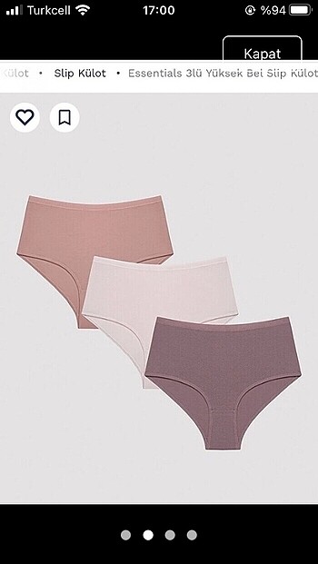 m Beden Penti yüksek bel 3 lü slip