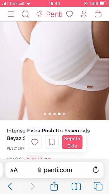 m Beden beyaz Renk Penti ektra push up sütyen