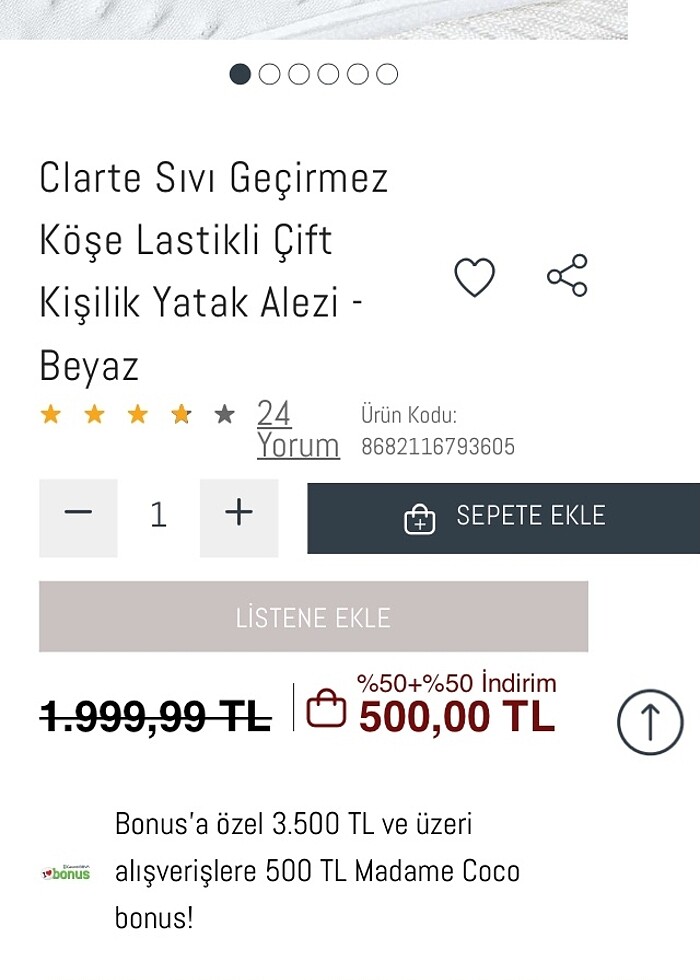 Madame coco çift kişilik sıvı geçirmez alez - Görsel 5