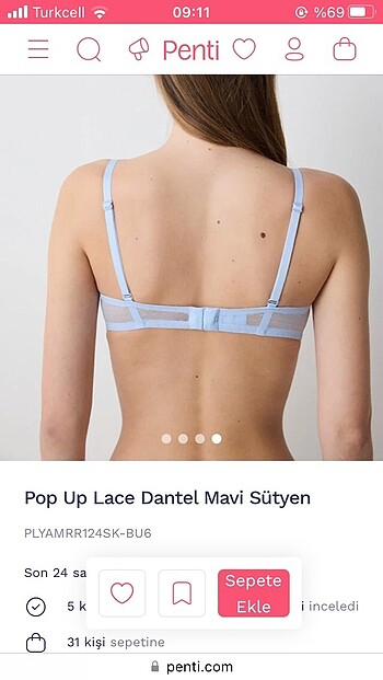 s Beden mavi Renk Penti pop up lace dantelli sütyen