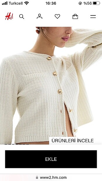 H&M HM marka pirinç örgülü hırka