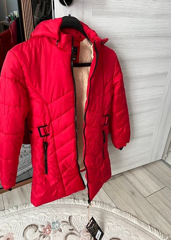 Kırmızı Fermuarlı Kadın Kışlık Mont - Görsel 2