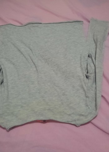 Gri Baskılı Kız Uzun Kollu Tişört - Görsel 3